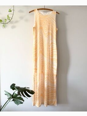 & Other Stories Yellow and White Mesh Maxi Summer Dress